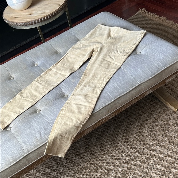 Marchesa Voyage Vintage Solid Bone Suede Leather Trouser Size 4